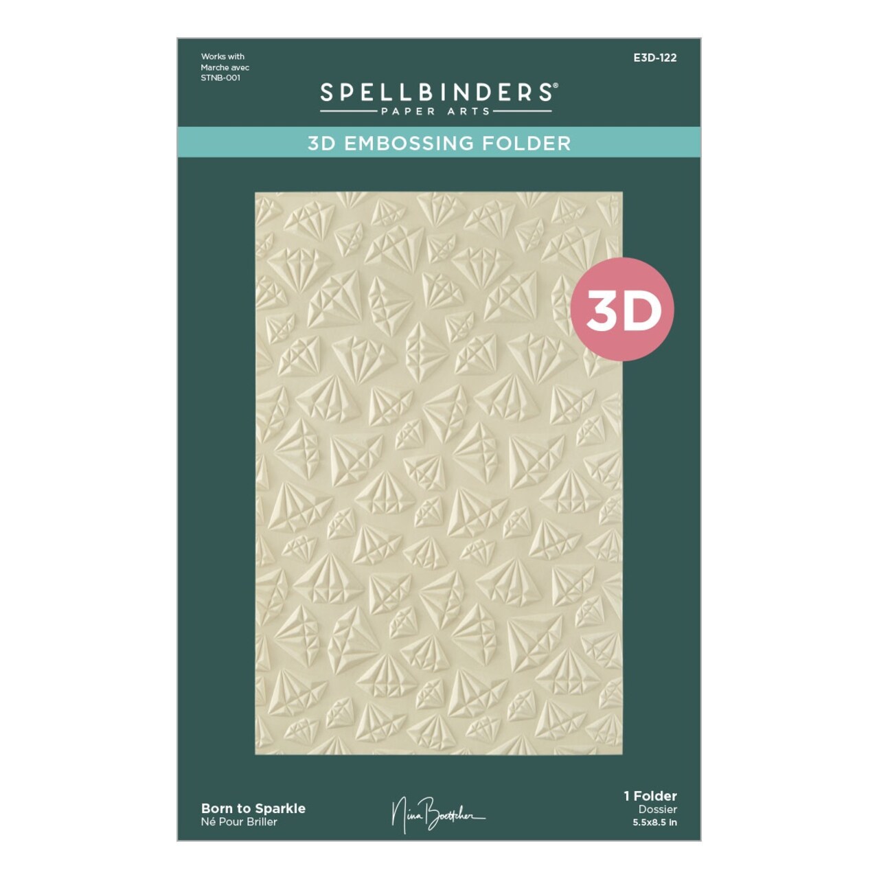 Spellbinders 3D Embossing Folder By Nina Boettcher-Bougie Birthday Born To Sparkle